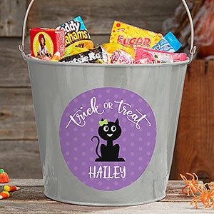 Halloween Character Personalized Large Treat Bucket - Silver