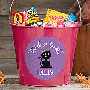 Halloween Character Personalized Large Treat Bucket - Pink