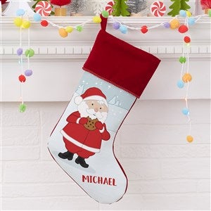 Whimsical Winter Characters Personalized Burgundy Christmas Stockings
