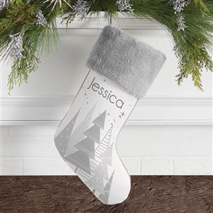 Frosty Neutrals Personalized Grey Faux Fur Christmas Stockings