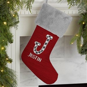 Farmhouse Christmas Personalized Grey Faux Fur Christmas Stockings