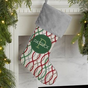 Geometric Pattern Personalized Grey Christmas Stockings