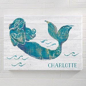 On The Waves 16x24 Personalized Mermaid Canvas Print