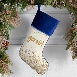 Sparkling Name Personalized Blue Christmas Stocking