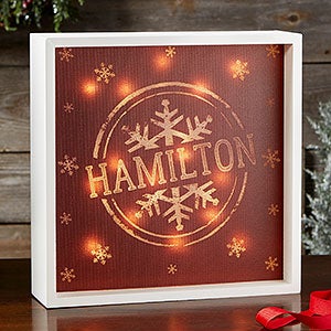 Stamped Snowflake Personalized 10x10 Ivory LED Shadow Box