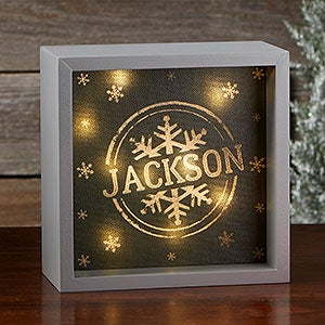 Stamped Snowflake Personalized 6x6 Grey LED Shadow Box
