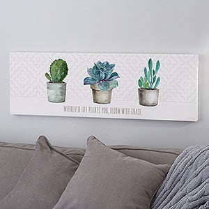 Mixed Cactus & Succulents II Personalized Canvas Print - 16x42