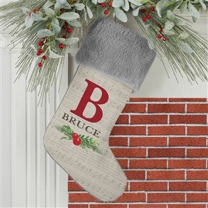 Nostalgic Noel Personalized Grey Faux Fur Christmas Stockings