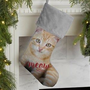 Woof & Meow Personalized Pet Photo Grey Christmas Stockings
