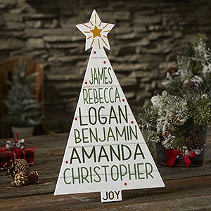 Christmas Family Tree Personalized Whitewashed Wood Tree-21889