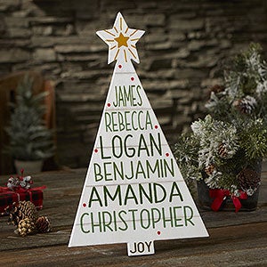 Christmas Family Tree Personalized Whitewashed Wood Tree - #21889