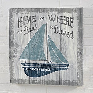Personalized Mini Canvas Print - Home Is Where The Boat Is