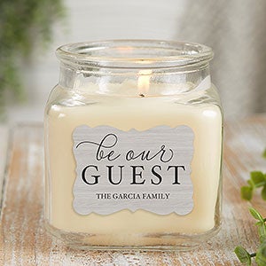 Be Our Guest Personalized 10 oz Vanilla Bean Candle Jar