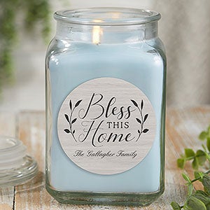 Bless This Home 18 oz Crystal Waters Scented Candle Jar