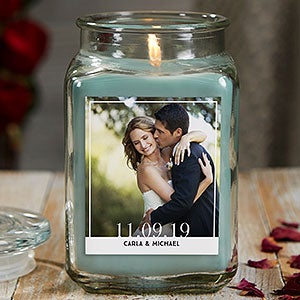 Wedding Photo 18 oz Eucalyptus Scented Candle Jar