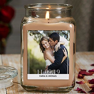 Wedding Photo 18 oz Walnut Coffee Scented Candle Jar