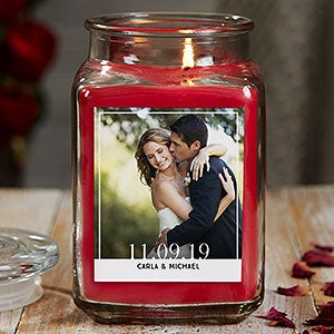 Wedding Photo 18 oz Cinnamon Spice Scented Candle Jar