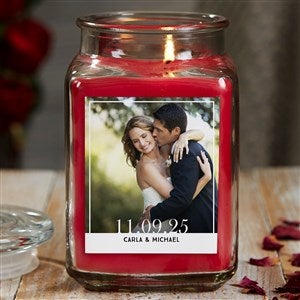Wedding Photo 18 oz Cinnamon Spice Scented Candle Jar