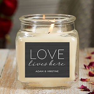 Love Lives Here 10 oz Vanilla Bean Scented Candle Jar