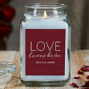 Love Lives Here 18 oz Crystal Waters Scented Candle Jar