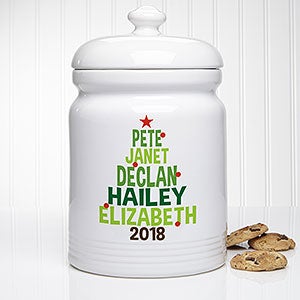 Christmas Family Tree Personalized Cookie Jar