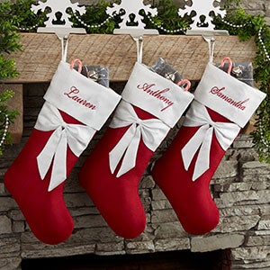 Lustrous Bow Personalized Christmas Stockings