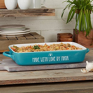 Made With Love Personalized Teal Casserole Baking Dish