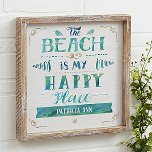 Beach Is My Happy Place 12x12 Personalized Framed Wall Art