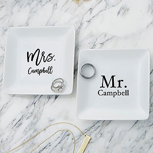 Mr & Mrs Personalized Ring Holder Dish