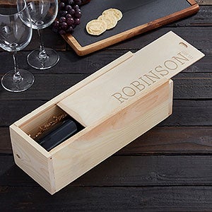 Engraved Wood Wine Box - Family Name