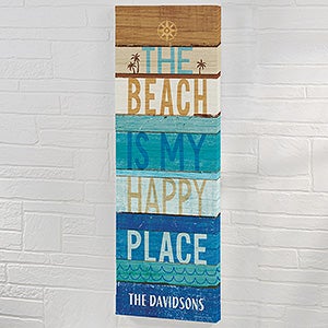 Happy Beachscape Inspiration Personalized Canvas Print - 12x36