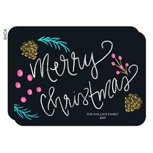 Neon Chalkboard Premium Christmas Card - Set of 15