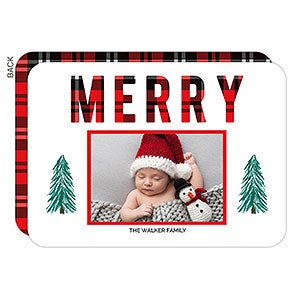 Buffalo Plaid Merry Premium Christmas Card - Set of 15