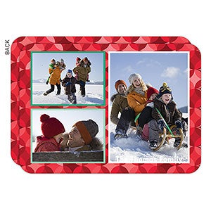 Red Pattern 3 Photo Holiday Card - Set of 15