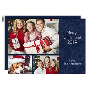 Snowflakes 3 Photo Premium Holiday Card - Set of 15