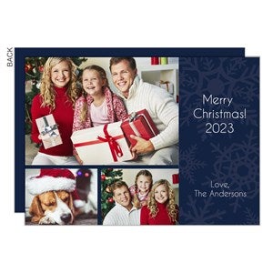 Snowflakes 3 Photo Holiday Card - Set of 15