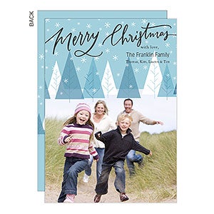 Blue Modern Trees Christmas Card - Set of 15