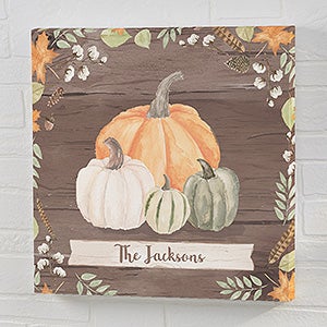 Autumn Pumpkins Dark Wash 16x16 Personalized Canvas Print