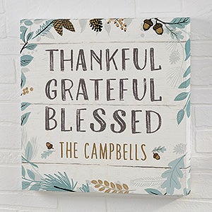 Thankful Grateful Blessed 20x20 Personalized Canvas Print