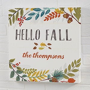 Hello Fall Personalized 16x16 Canvas Print