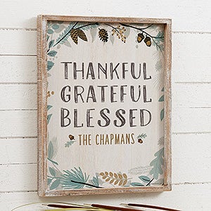 Thankful Fall Floral 14x18 Personalized Framed Wall Art
