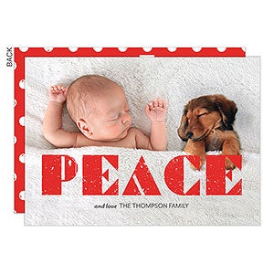 Peace Hand Lettered Holiday Card - Set of 15