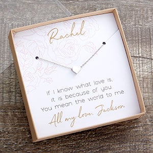Classic Romance Silver Heart Necklace With Rose Display Card
