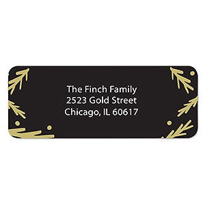 Black and Gold Joyful Return Address Labels - 1 set of 60