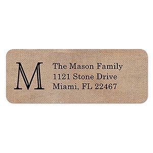 Burlap Return Address Labels  - 1 set of 60