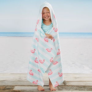 Flamingo Personalized Kids Hooded Pool & Beach Towel