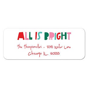 All Is Bright Personalized Return Address Labels - 1 set of 60