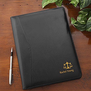 Legal Notes Personalized Black Leather Portfolio - #22452