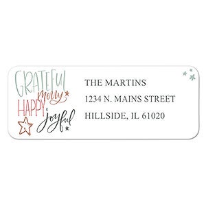 Grateful, Merry, Happy Address Labels  - 1 set of 60