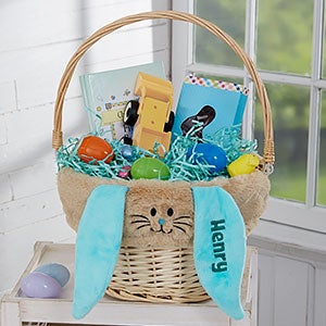 Personalized Blue Easter Bunny Basket